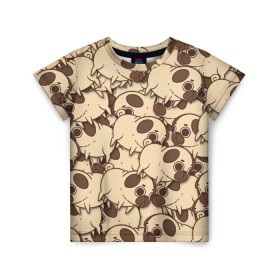 Детская футболка 3D с принтом мопс в Тюмени, 100% гипоаллергенный полиэфир | прямой крой, круглый вырез горловины, длина до линии бедер, чуть спущенное плечо, ткань немного тянется | pug | мопсик | собака