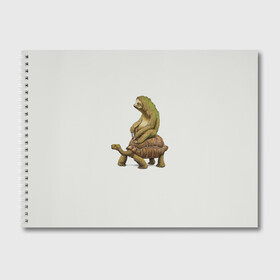 Альбом для рисования с принтом Ленивец и Черепаха в Тюмени, 100% бумага
 | матовая бумага, плотность 200 мг. | Тематика изображения на принте: быстрый | медленный | понедельник | работа | юмор