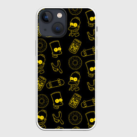 Чехол для iPhone 13 mini с принтом Барт и Гомер в Тюмени,  |  | Тематика изображения на принте: duff | simpsons |  bart |  homer  | барт | гомер | дафф | доска | коллаж | пончик | рогатка | симпсоны | скейт | скейты