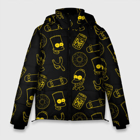 Мужская зимняя куртка 3D с принтом Барт и Гомер в Тюмени, верх — 100% полиэстер; подкладка — 100% полиэстер; утеплитель — 100% полиэстер | длина ниже бедра, свободный силуэт Оверсайз. Есть воротник-стойка, отстегивающийся капюшон и ветрозащитная планка. 

Боковые карманы с листочкой на кнопках и внутренний карман на молнии. | duff | simpsons |  bart |  homer  | барт | гомер | дафф | доска | коллаж | пончик | рогатка | симпсоны | скейт | скейты