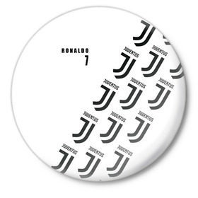 Значок с принтом Personal form Ronaldo в Тюмени,  металл | круглая форма, металлическая застежка в виде булавки | 7 | cristiano | jeep | juventus | ronaldo | италия | криштиану | роналду | футбол | ювентус