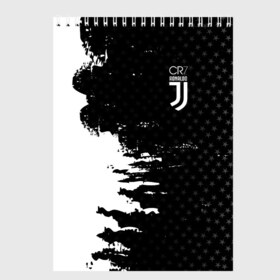 Скетчбук с принтом RONALDO JUVE SPORT в Тюмени, 100% бумага
 | 48 листов, плотность листов — 100 г/м2, плотность картонной обложки — 250 г/м2. Листы скреплены сверху удобной пружинной спиралью | cr7 | fc | клуб | криштиану роналду | роналдо | фк | форма | ювентус