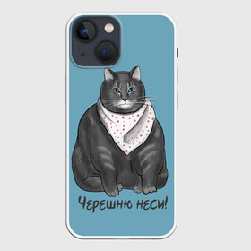 Чехол для iPhone 13 mini с принтом Черешню неси в Тюмени,  |  | еда | кот | кушать | мем | черешня