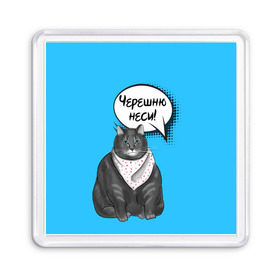 Магнит 55*55 с принтом Толстый кот в Тюмени, Пластик | Размер: 65*65 мм; Размер печати: 55*55 мм | Тематика изображения на принте: еда | кот | кушать | мем | черешня