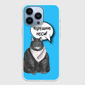 Чехол для iPhone 13 Pro с принтом Толстый кот в Тюмени,  |  | Тематика изображения на принте: еда | кот | кушать | мем | черешня