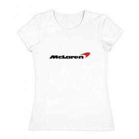 Женская футболка хлопок с принтом mclaren в Тюмени, 100% хлопок | прямой крой, круглый вырез горловины, длина до линии бедер, слегка спущенное плечо | f 1 | formula 1 | mclaren | ф 1 | формула 1
