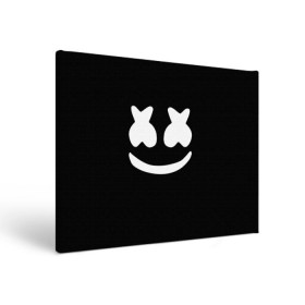 Холст прямоугольный с принтом Marshmello black в Тюмени, 100% ПВХ |  | dj | dj marshmello | marshmello | клуб | клубная музыка | музыка