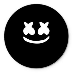 Коврик круглый с принтом Marshmello black в Тюмени, резина и полиэстер | круглая форма, изображение наносится на всю лицевую часть | dj | dj marshmello | marshmello | клуб | клубная музыка | музыка