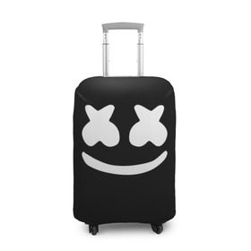 Чехол для чемодана 3D с принтом Marshmello black в Тюмени, 86% полиэфир, 14% спандекс | двустороннее нанесение принта, прорези для ручек и колес | dj | dj marshmello | marshmello | клуб | клубная музыка | музыка