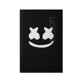 Обложка для паспорта матовая кожа с принтом Marshmello black в Тюмени, натуральная матовая кожа | размер 19,3 х 13,7 см; прозрачные пластиковые крепления | dj | dj marshmello | marshmello | клуб | клубная музыка | музыка