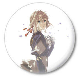 Значок с принтом Violet Evergarden_15 в Тюмени,  металл | круглая форма, металлическая застежка в виде булавки | violet evergarden | вайолет эвергарден