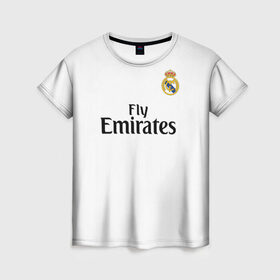 Женская футболка 3D с принтом Modric home 18-19 в Тюмени, 100% полиэфир ( синтетическое хлопкоподобное полотно) | прямой крой, круглый вырез горловины, длина до линии бедер | champions | league | madrid | real | spain | испания | лига | мадрид | реал | чемпионов