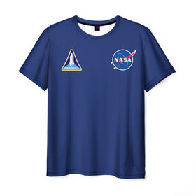 Мужская футболка 3D с принтом NASA в Тюмени, 100% полиэфир | прямой крой, круглый вырез горловины, длина до линии бедер | shuttle | space | аполлон | галактика | джемини | космонав | космос | наса | скайлэб | сша | шаттл nasa