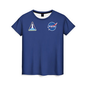 Женская футболка 3D с принтом NASA в Тюмени, 100% полиэфир ( синтетическое хлопкоподобное полотно) | прямой крой, круглый вырез горловины, длина до линии бедер | shuttle | space | аполлон | галактика | джемини | космонав | космос | наса | скайлэб | сша | шаттл nasa