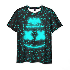 Мужская футболка 3D с принтом MARSHMELLO в Тюмени, 100% полиэфир | прямой крой, круглый вырез горловины, длина до линии бедер | Тематика изображения на принте: dj | marshmello | клубная музыка | маршмелло | музыка | музыкант