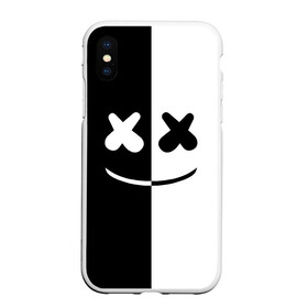 Чехол для iPhone XS Max матовый с принтом MARSHMELLO BLACK & WHITE в Тюмени, Силикон | Область печати: задняя сторона чехла, без боковых панелей | Тематика изображения на принте: dj | marshmello | клубная музыка | маршмелло | музыка | музыкант