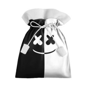 Подарочный 3D мешок с принтом MARSHMELLO BLACK & WHITE в Тюмени, 100% полиэстер | Размер: 29*39 см | dj | marshmello | клубная музыка | маршмелло | музыка | музыкант
