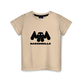 Детская футболка хлопок с принтом MARSHMELLO в Тюмени, 100% хлопок | круглый вырез горловины, полуприлегающий силуэт, длина до линии бедер | Тематика изображения на принте: dj | marshmello | клубная музыка | маршмелло | музыка | музыкант