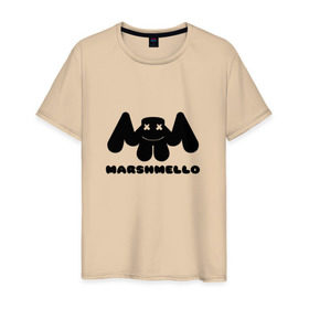 Мужская футболка хлопок с принтом MARSHMELLO в Тюмени, 100% хлопок | прямой крой, круглый вырез горловины, длина до линии бедер, слегка спущенное плечо. | dj | marshmello | клубная музыка | маршмелло | музыка | музыкант