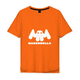 Мужская футболка хлопок Oversize с принтом MARSHMELLO в Тюмени, 100% хлопок | свободный крой, круглый ворот, “спинка” длиннее передней части | dj | marshmello | клубная музыка | маршмелло | музыка | музыкант