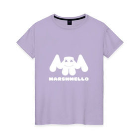Женская футболка хлопок с принтом MARSHMELLO в Тюмени, 100% хлопок | прямой крой, круглый вырез горловины, длина до линии бедер, слегка спущенное плечо | dj | marshmello | клубная музыка | маршмелло | музыка | музыкант