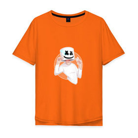 Мужская футболка хлопок Oversize с принтом Marshmello в Тюмени, 100% хлопок | свободный крой, круглый ворот, “спинка” длиннее передней части | 