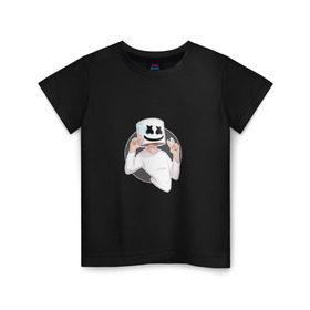 Детская футболка хлопок с принтом Marshmello в Тюмени, 100% хлопок | круглый вырез горловины, полуприлегающий силуэт, длина до линии бедер | Тематика изображения на принте: 
