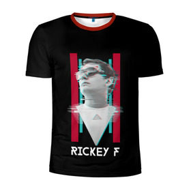 Мужская футболка 3D спортивная с принтом Rickey F Glitch в Тюмени, 100% полиэстер с улучшенными характеристиками | приталенный силуэт, круглая горловина, широкие плечи, сужается к линии бедра | rickey f | рики ф | рики эф