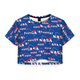 Женская футболка Cropp-top с принтом NASA pop art в Тюмени, 100% полиэстер | круглая горловина, длина футболки до линии талии, рукава с отворотами | shuttle | space | аполлон | галактика | джемини | космонав | космос | наса | скайлэб | сша | шаттл nasa