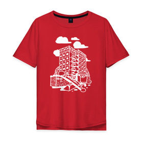 Мужская футболка хлопок Oversize с принтом Панелька в Тюмени, 100% хлопок | свободный крой, круглый ворот, “спинка” длиннее передней части | old school | taknado | urban | граффити | илюстратор | сибирь | стрит арт | тату