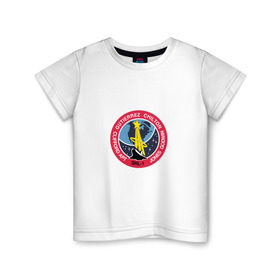 Детская футболка хлопок с принтом NASA Mission Insignia 1969 в Тюмени, 100% хлопок | круглый вырез горловины, полуприлегающий силуэт, длина до линии бедер | administration | aeronautics | brand | logo | nasa | national | oldschool | space | usa | исследование | космос | лого | наса | национальное | олдскул | сша | управление