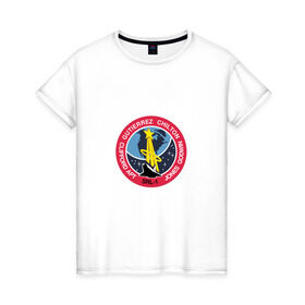 Женская футболка хлопок с принтом NASA Mission Insignia 1969 в Тюмени, 100% хлопок | прямой крой, круглый вырез горловины, длина до линии бедер, слегка спущенное плечо | administration | aeronautics | brand | logo | nasa | national | oldschool | space | usa | исследование | космос | лого | наса | национальное | олдскул | сша | управление