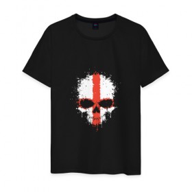 Мужская футболка хлопок с принтом Череп - Англия в Тюмени, 100% хлопок | прямой крой, круглый вырез горловины, длина до линии бедер, слегка спущенное плечо. | 