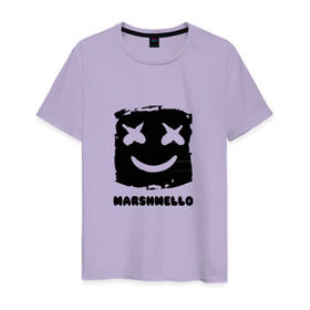 Мужская футболка хлопок с принтом MARSHMELLO в Тюмени, 100% хлопок | прямой крой, круглый вырез горловины, длина до линии бедер, слегка спущенное плечо. | 