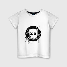 Детская футболка хлопок с принтом MARSHMELLO в Тюмени, 100% хлопок | круглый вырез горловины, полуприлегающий силуэт, длина до линии бедер | dj | marshmello | usa | америка | клубная музыка | маршмелло | музыка | музыкант