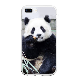 Чехол для iPhone 7Plus/8 Plus матовый с принтом Большая панда в Тюмени, Силикон | Область печати: задняя сторона чехла, без боковых панелей | бамбук | белый | джунгли | дикое | животное | китай | лес | медведь | черный