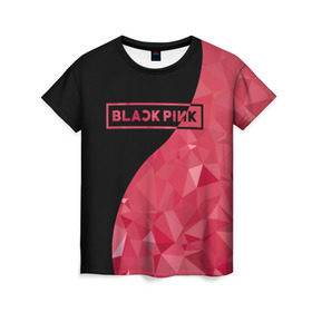 Женская футболка 3D с принтом BLACKPINK в Тюмени, 100% полиэфир ( синтетическое хлопкоподобное полотно) | прямой крой, круглый вырез горловины, длина до линии бедер | Тематика изображения на принте: black  pink | blackpink | jennie | jisoo | k pop | lalisa | группа | инь янь | к поп | корейская группа | розовый | черный