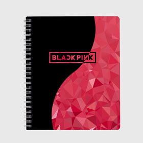 Тетрадь с принтом BLACKPINK в Тюмени, 100% бумага | 48 листов, плотность листов — 60 г/м2, плотность картонной обложки — 250 г/м2. Листы скреплены сбоку удобной пружинной спиралью. Уголки страниц и обложки скругленные. Цвет линий — светло-серый
 | Тематика изображения на принте: black  pink | blackpink | jennie | jisoo | k pop | lalisa | группа | инь янь | к поп | корейская группа | розовый | черный
