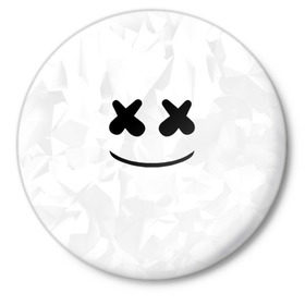 Значок с принтом MARSHMELLO в Тюмени,  металл | круглая форма, металлическая застежка в виде булавки | dj | marshmello | usa | америка | клубная музыка | маршмелло | музыка | музыкант
