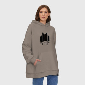 Худи SuperOversize хлопок с принтом BTS ARMY в Тюмени, 70% хлопок, 30% полиэстер, мягкий начес внутри | карман-кенгуру, эластичная резинка на манжетах и по нижней кромке, двухслойный капюшон
 | bts | j hope | jimin | jin | jungkook | k pop | rap monster | rapmon | suga | v | бтс | группа | корея