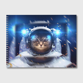 Альбом для рисования с принтом КОТ АСТРОНАВТ в Тюмени, 100% бумага
 | матовая бумага, плотность 200 мг. | astronaut | cat | space | животные | космос | кот | кот астронавт