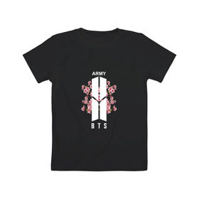 Детская футболка хлопок с принтом BTS ARMY в Тюмени, 100% хлопок | круглый вырез горловины, полуприлегающий силуэт, длина до линии бедер | bts | bts army | j hope | jimin | jin | jungkook | k pop | rap monster | rapmon | suga | v | бтс | группа | корея