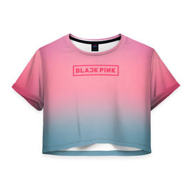 Женская футболка 3D укороченная с принтом BlackPink в Тюмени, 100% полиэстер | круглая горловина, длина футболки до линии талии, рукава с отворотами | black  pink | blackpink | flowers | jennie | jisoo | k pop | lalisa | sakura | группа | к поп | корейская группа | растения | розовый | сакура | цветы | черный