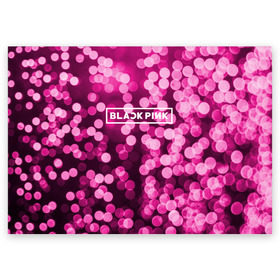 Поздравительная открытка с принтом BlackPink в Тюмени, 100% бумага | плотность бумаги 280 г/м2, матовая, на обратной стороне линовка и место для марки
 | black  pink | blackpink | flowers | jennie | jisoo | k pop | lalisa | sakura | группа | к поп | корейская группа | растения | розовый | сакура | цветы | черный