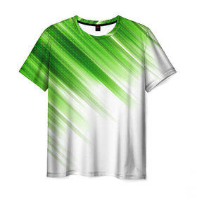 Мужская футболка 3D с принтом ABSTRACT GREEN в Тюмени, 100% полиэфир | прямой крой, круглый вырез горловины, длина до линии бедер | 