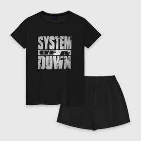 Женская пижама с шортиками хлопок с принтом System of a Down в Тюмени, 100% хлопок | футболка прямого кроя, шорты свободные с широкой мягкой резинкой | soad | soil | system of a down | группа | дав | дарон малакян | джон долмаян | метал | ню | оф | рок | серж танкян | систем | соад | сод | соэд | шаво одаджян | э доун