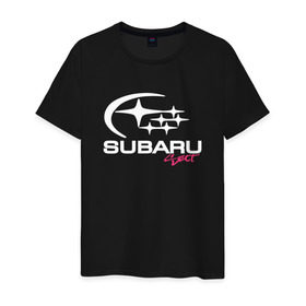 Мужская футболка хлопок с принтом SubaruSect белое лого в Тюмени, 100% хлопок | прямой крой, круглый вырез горловины, длина до линии бедер, слегка спущенное плечо. | subaru | subarusect
