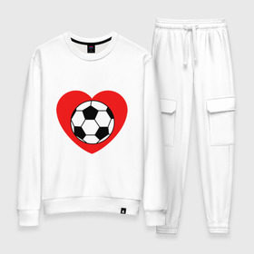 Женский костюм хлопок с принтом Сердце футбола в Тюмени, 100% хлопок | на свитшоте круглая горловина, мягкая резинка по низу. Брюки заужены к низу, на них два вида карманов: два 