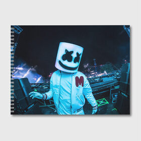 Альбом для рисования с принтом MARSHMELLO в Тюмени, 100% бумага
 | матовая бумага, плотность 200 мг. | dj | marshmello | usa | америка | клубная музыка | маршмелло | музыка | музыкант