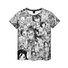 Женская футболка 3D с принтом AHEGAO в Тюмени, 100% полиэфир ( синтетическое хлопкоподобное полотно) | прямой крой, круглый вырез горловины, длина до линии бедер | ahegao | kawai | kowai | oppai | otaku | senpai | sugoi | waifu | yandere | ахегао | ковай | отаку | сенпай | яндере